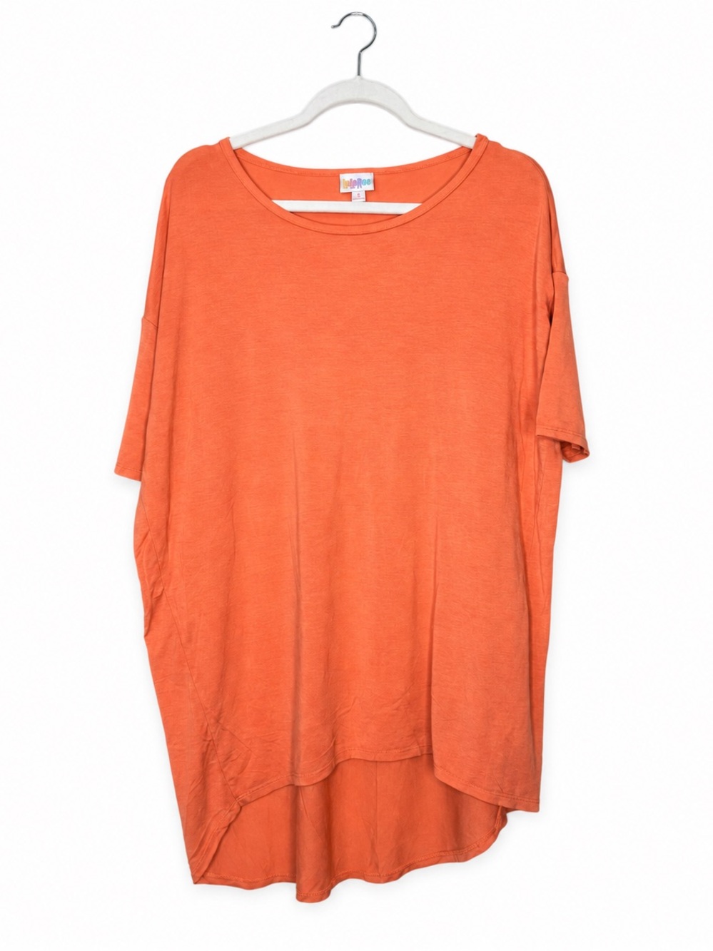 LuLaRoe Irma Tunic Top Small Coral Orange High Low Hem